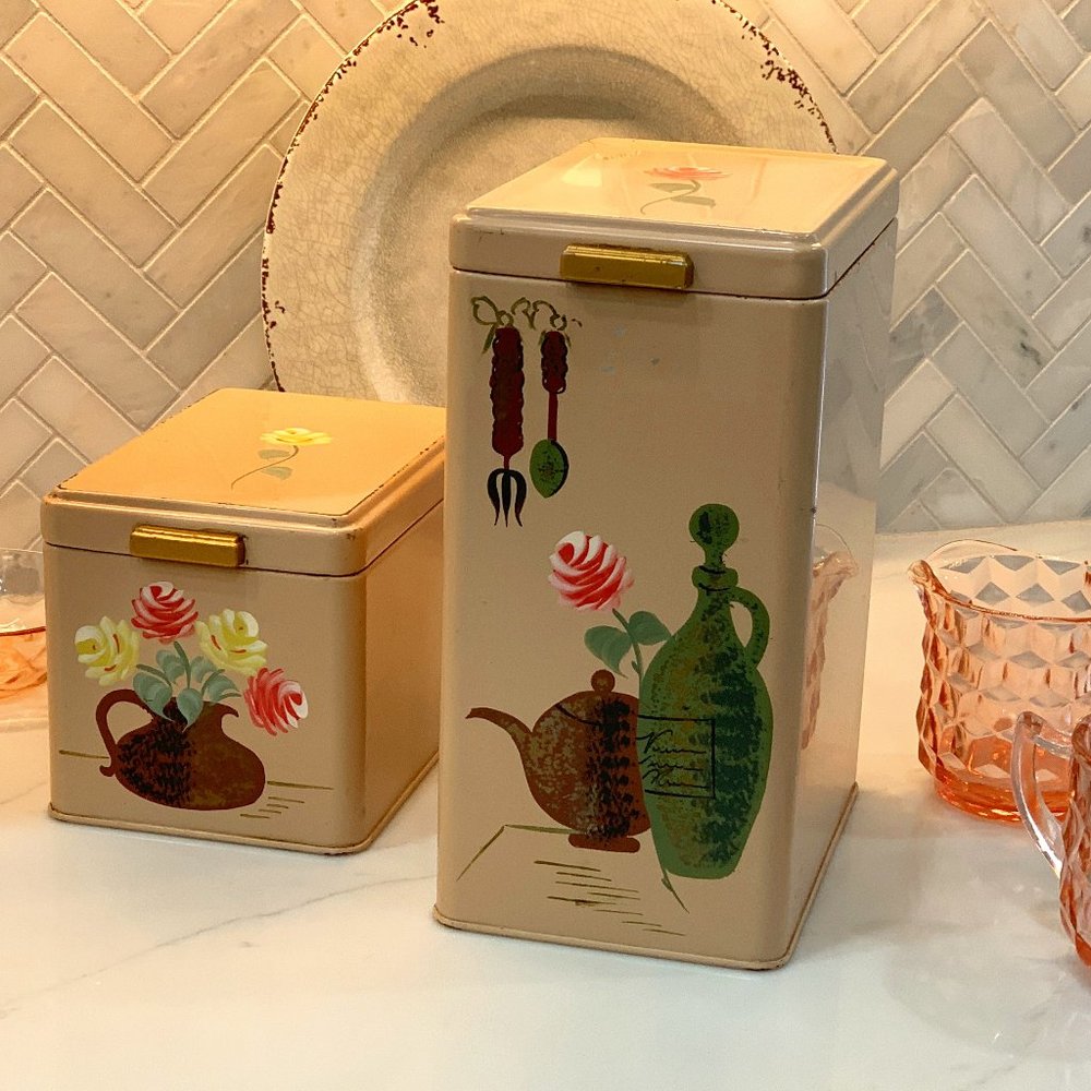 1950s Ransburg Canisters - Magnificent set of 2